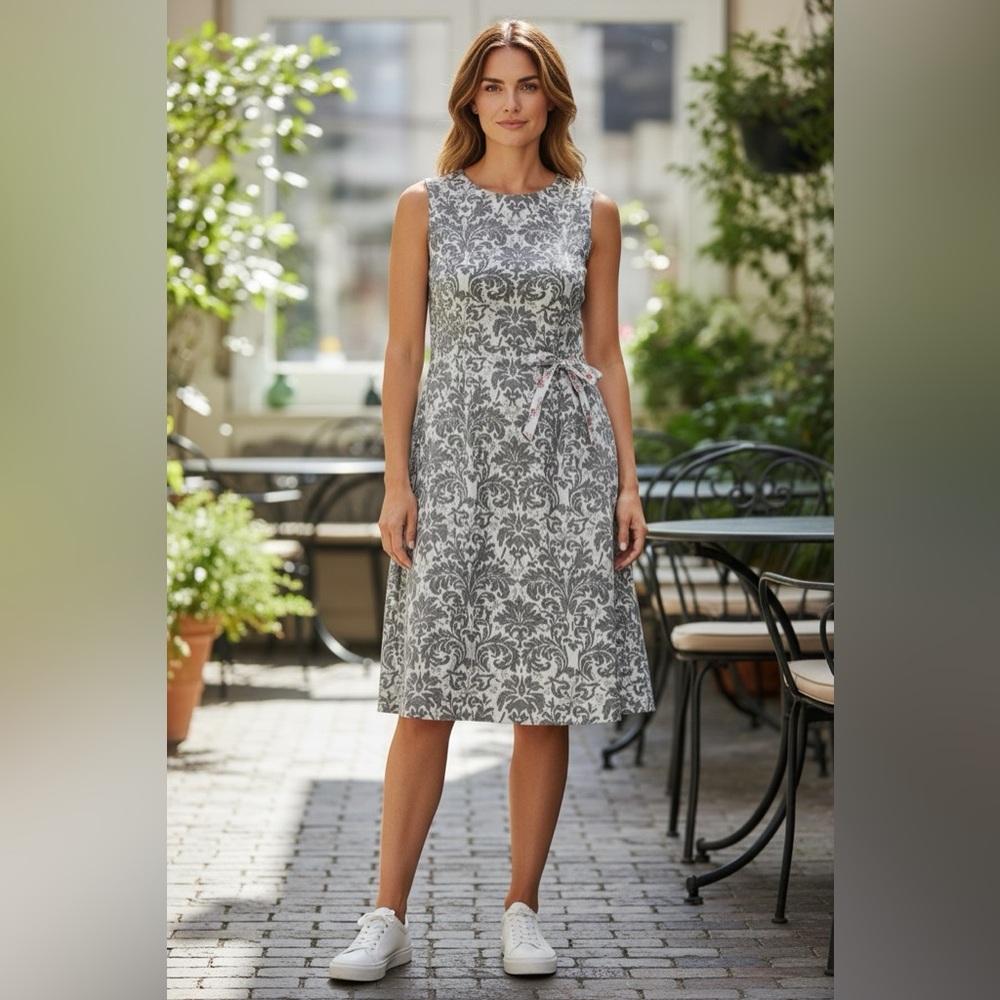 Kenzie Dresses Vintage Sage Floral Silk Satin Dress US 10